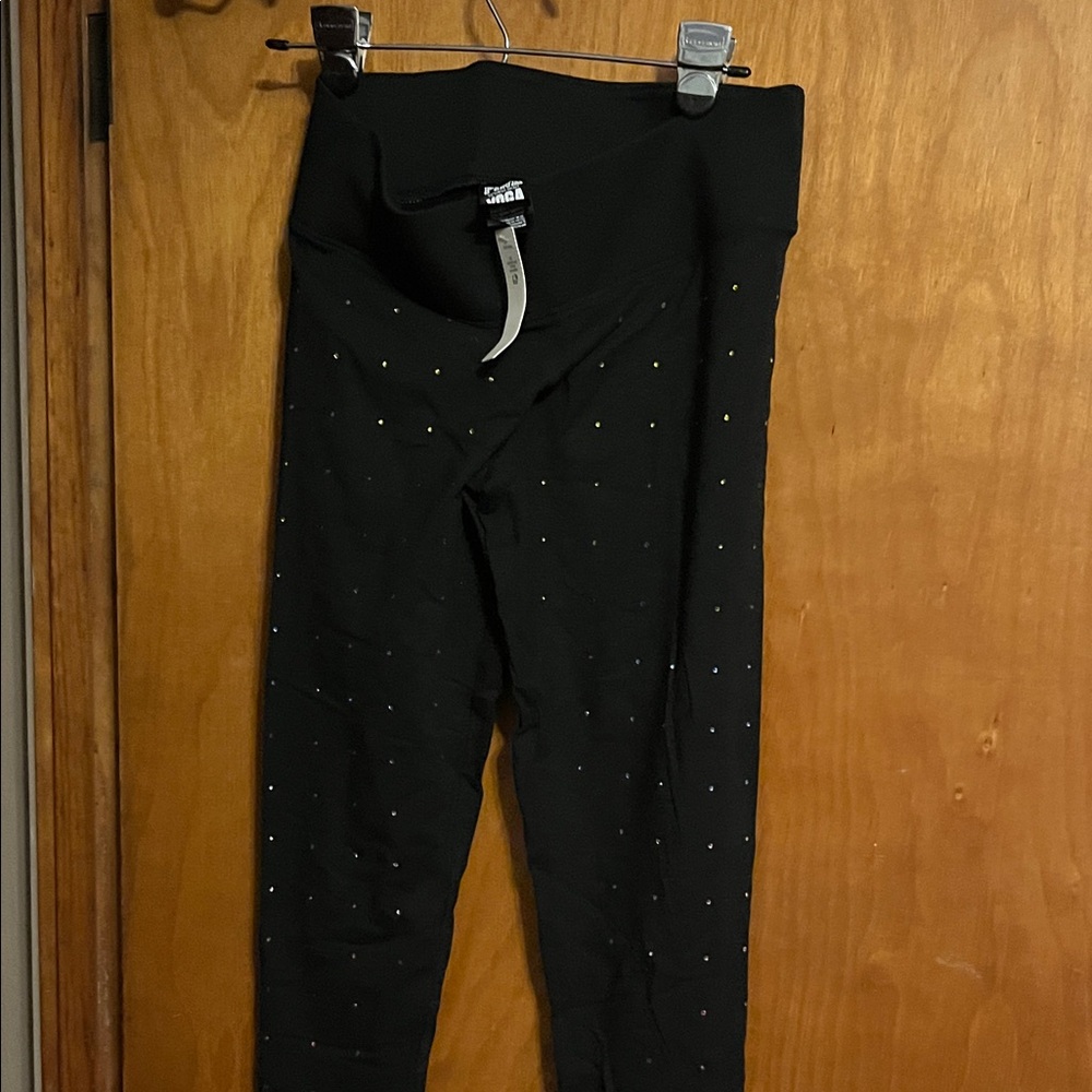 PINK Victoria's Secret Black Leggings with rainbow Dots